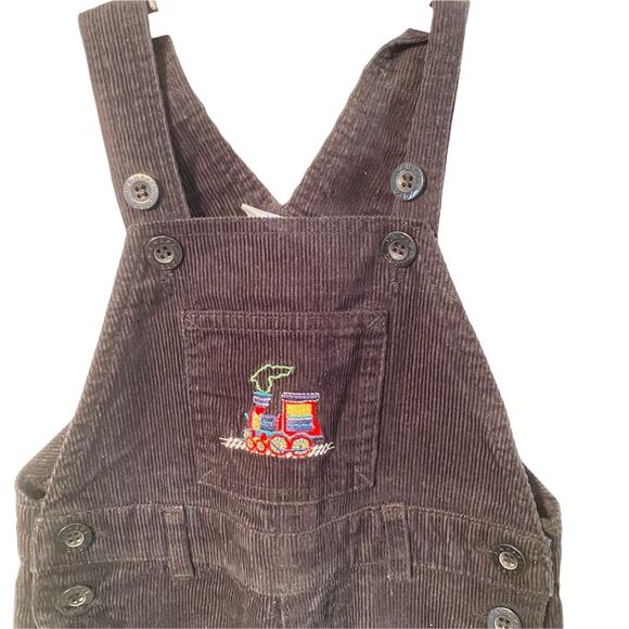 J. Khaki Corduroy Overalls baby boy embroidered Train Theme 24m NWT - Picture 2 of 8